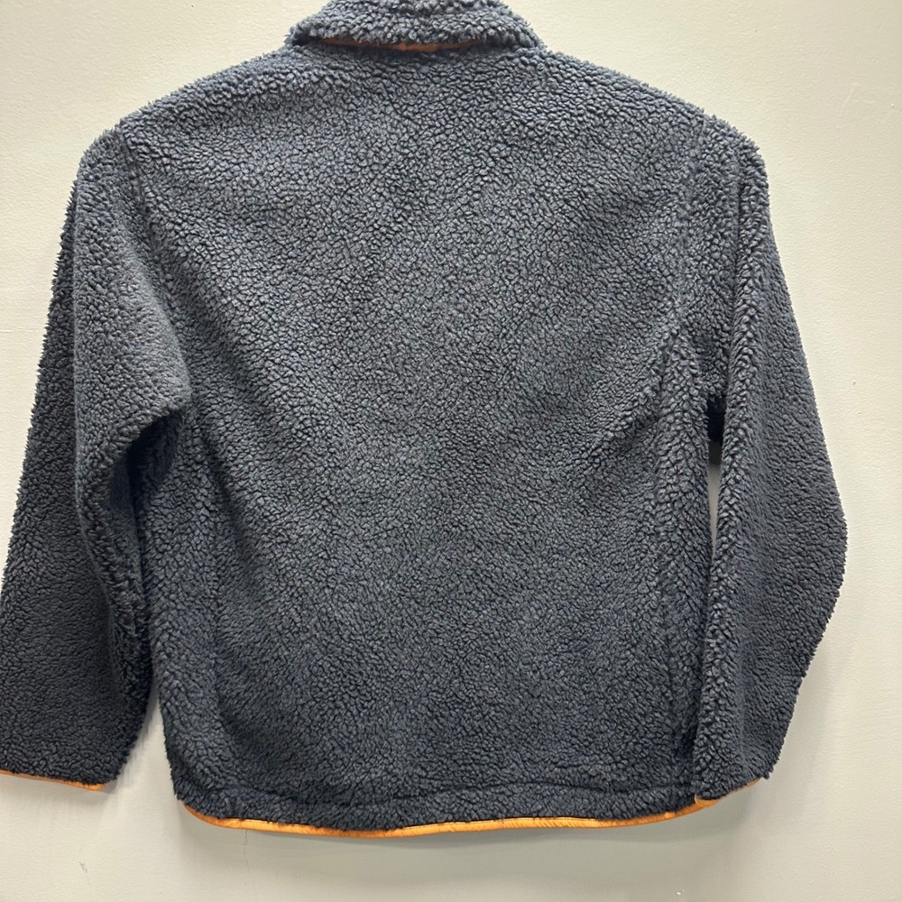 Orvis Men's Fleece Jacket Navy Blue Zip Up Leather Trim Outdoor Hiking Coat - Picture 6 of 10